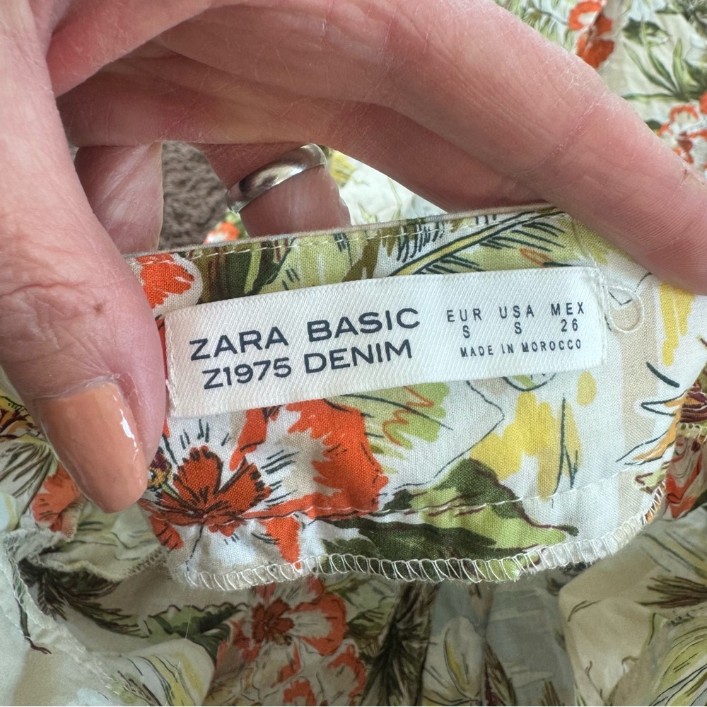 Zara Palm Tree Print Midi Skirt 100% Cotton Boho Vacation Bahamas S Small - Picture 7 of 11